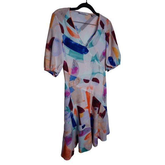 Robert Graham Women's Olivia Watercolor Sz 4 Colorful‎ Puff Sleeve Dress - Picture 1 of 6